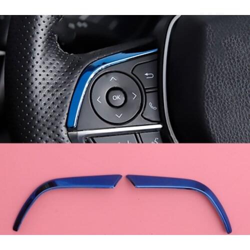 CITALL Stainless Steel 2pcs Steering Wheel Button Upper Cover Trim Strip Fit for Toyota Camry 2018 2019