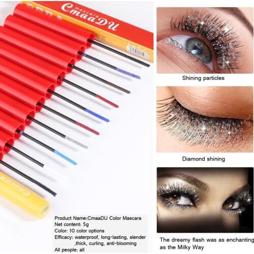Color Mascara Curling Makeup Waterproof Longlasting Lengthening Mascara Liquid Lashes Curling Thick Colorful Mascara