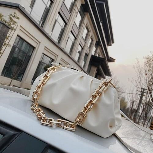 Chain Design Creased Crossbody Bags for Women 2020 Solid Color Shoulder Handbags Female Travel Cross Body Bag Lady Party Clutch