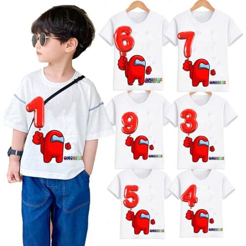 Wolf Game Among OF Us 3D Digital Number T Shirt Kids Summer Impostor Tee Tops Boys Girls Anime Tshirt Children T-shirt Clothes