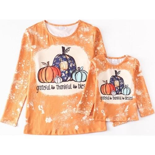Girlymax Fall/Winter Baby Girls Children Mommy &me Long Sleeve T-shirt Top Tie Die Pumpkin Fall Y'all Boutique Kids Clothing