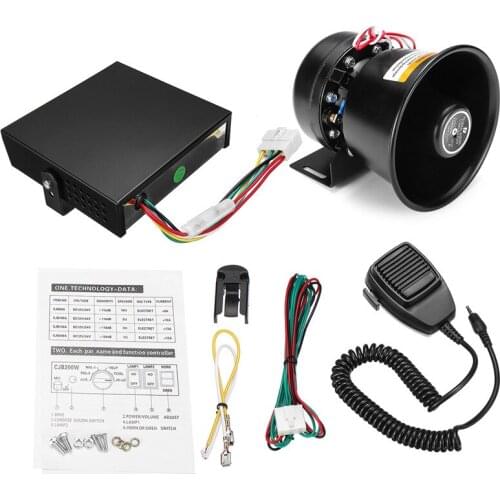 Horn Loud Car Polices Siren + Mic PA Speaker 12V 400W 150dB 9 tones Alarm Warning/Recording Electronic Bell Volume Adjustable