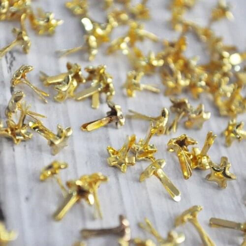 Happymems Gloden Star 500pcs DIY 6mm Brads Paper Pins Metal Sewing Art Colorful Embellishments Scrapbooking Fastener Vintage