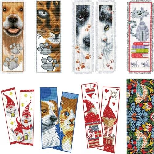 Manuals DIY Cross Stitch kit Bookmark Embroidery Mosaic cartoon animals cat pattern Diamond Painting Art Book Marks child Gift