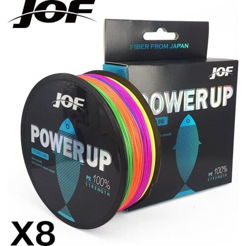 JOF POWER UP Braided Fishing Line 500M 8 Strands Wide Angle Tech Multifilament Braid PE Line Saltwater 20 30 40 50 60 60 88LB