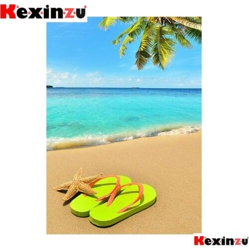 Kexinzu 5d diy Diamond Painting kit Beach flip flop Cross stitch Diamond Embroidery 3d DIY 5D Diamond Home decoration gift