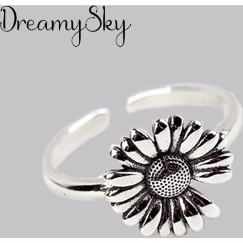 Hot Sale Charming Romantic Sunflower Rings for Women Men Jewelry Adjustable Size Rings Christmas Gift Dropship 2021