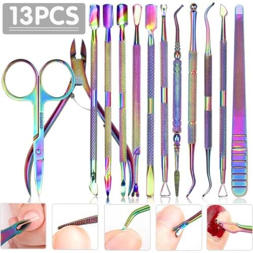 Cuticle Pusher Manicure Set Nail Cuticle Remover Professional Metal Cuticle Cutters Regrowth Tweeters Dead Skin Scissors Tools