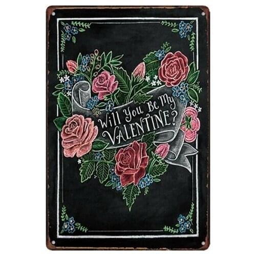 Metal Tin Sign will you be my valentine Decor Bar Pub Vintage Retro Cafe ART