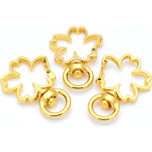 New 5pcs/lot Gold Color Plated Plum Bossom Style Snap Hook Clips Buckles For Keychain Hooks For Making DIY Keychain