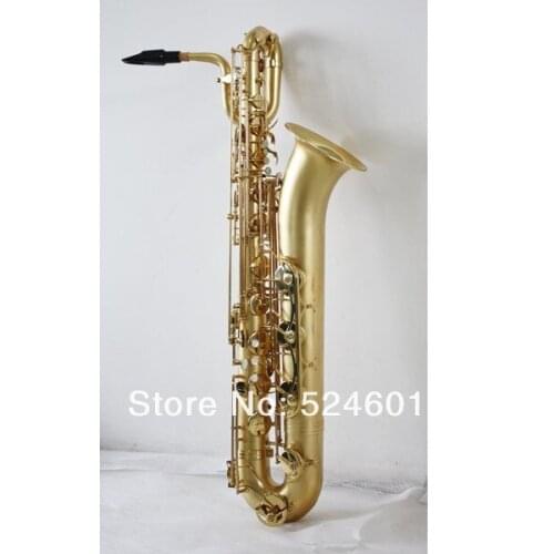 New Arrival Unbranded E Flat Baritone Saxophone Brass Matte Gold Baritone Surface Sax Gold Lacquer Saxofone with Accessories