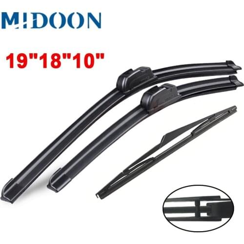 MIDOONWiper Front & Rear Wiper Blades Set For Mini Cooper R56 Hatch 2007-2011 Windshield Windscreen 19"18"10"E1