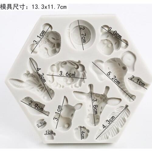 Silicone Mold Giraffe Leaf Decoration Silicone Molds Foe Cake Decorations Fondant Forest Animal Lion Monkey Rabbit Elephant PRZY