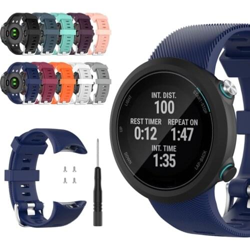 Silicone Watch Band Metal Clasp Wrist Strap for Garmin Swim 2 Smart Watch