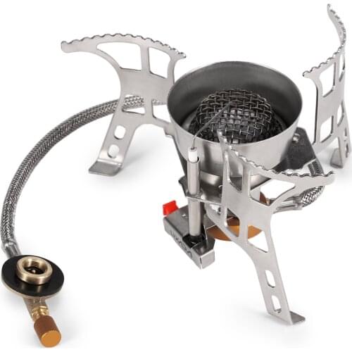 Lixada Foldable Camping Gas Stove Gas Burner Windproof Piezo Ignition Backpacking Stove Outdoor Portable Cooking Stove