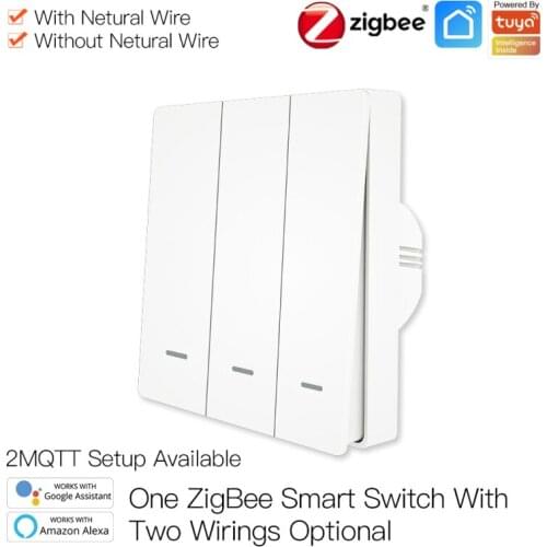Tuya ZigBee Smart Light Switch No Neutral Wire Timing Function Tuya Smart Life Remote Control 2/3 Way With Alexa Google Home
