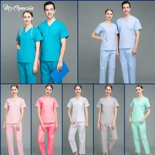 New High-quality Unisex Polyester-cotton Medical Uniform V-neck Scrubs Womens Beauty Salon Nursing Uniform Nurse Accessories