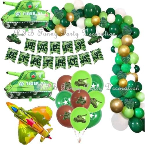 Military Army Party Decorations Camouflage Balloons Garland Fighter Tank Foil Ballon Boy Girl Soldier Birthday Party Supplies
