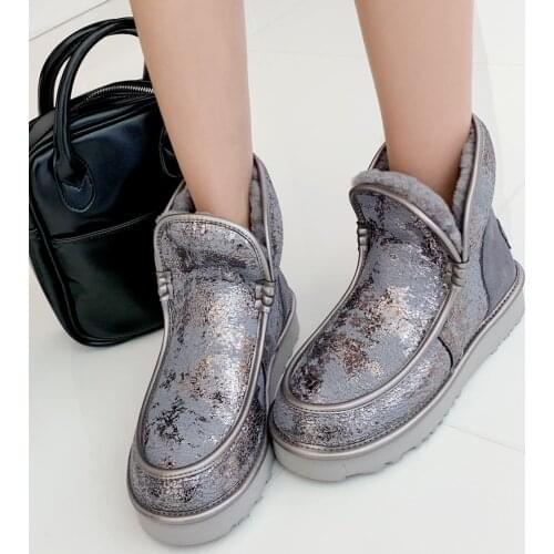 Women Wool Snow Boots Retro style Winter Flat Ankle Boots for Girls Winter Women Waterproof Soft sole Shoes Chaussure Femme