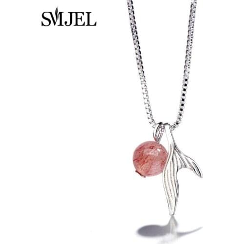 SMJEL Fashion Mermaid Necklace Moonstone and Mermaid Tail Pendants &Necklaces Trend Lady Fashion Jewelry collier femme