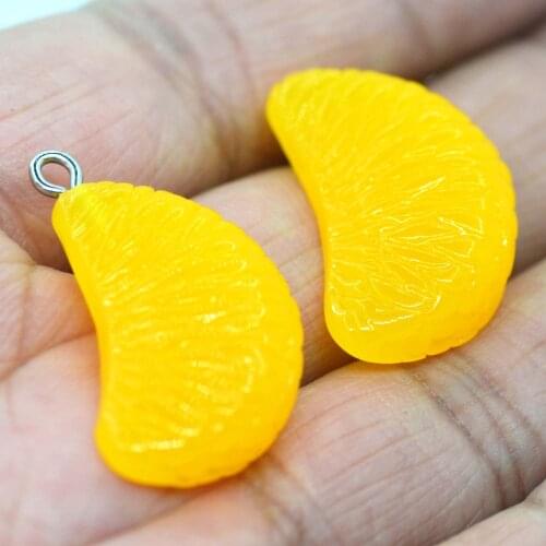 10PCS 17mmX28mm Resin Simulation Orange Petal Miniatures Dollhouse Fruit Cabochons DIY Handmade Jewelry Charms