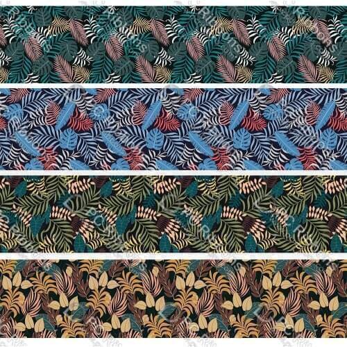 16-75MM Tropical Flowers&Plants Printed Grosgrain&Satin Ribbon DIY Handmade Materials Christmas Wedding Gift Wrap Tape 50yards