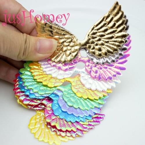 20PCS Iridescent Angel Wing Patches Embossed Fabric Angel Wings Glitter Angel Doll Wings for Baby Shower, Birthday Party Decor
