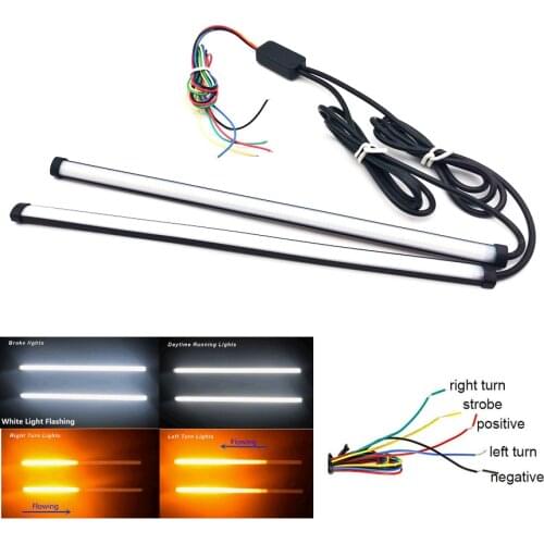 30cm white + amber Car LED Kit Knight Rider Light Strip Strobe Sliding Turn Signal