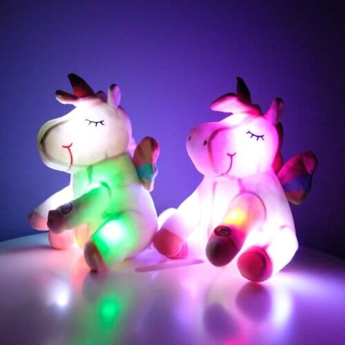 40cm Colorful LED Unicorn Plush Toys Glowing Stuffed Animals Horse Toy Cute Light Up Pony Doll Kids Girls Xmas Birthday Gifts