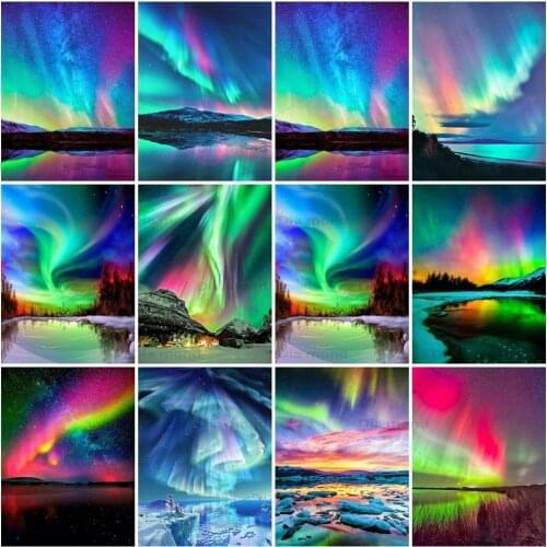 5D DIY Diamond Painting Aurora Handicraft Gift Diamond Embroidery Landscape Mosaic Full Drill Cross Stitch Home Decoration