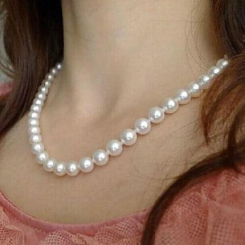 9-10MM AAA PERFECT ROUND SOUTH SEA WHITE PEARL NECKLACE 18INCH925silver