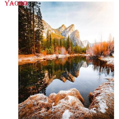 Diy diamond mosaic sale full embroidery Mountain,lake diamond painting nature landscape square/round drill rhinestone pictures