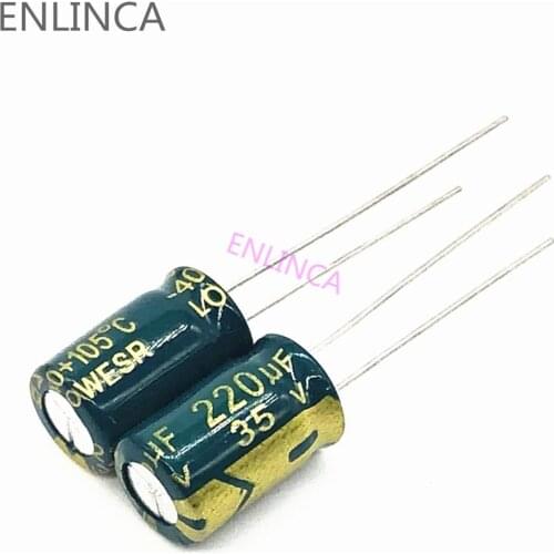 110pcs/lot Q09 35v 220UF aluminum electrolytic capacitor size 8*12 220UF35V 20