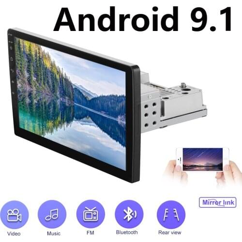 Car Stereo Audio Radio Android 9.1 Bluetooth 1DIN 10.1" Touch Screen Monitor MP5 Player FM USB Rear View Camera
