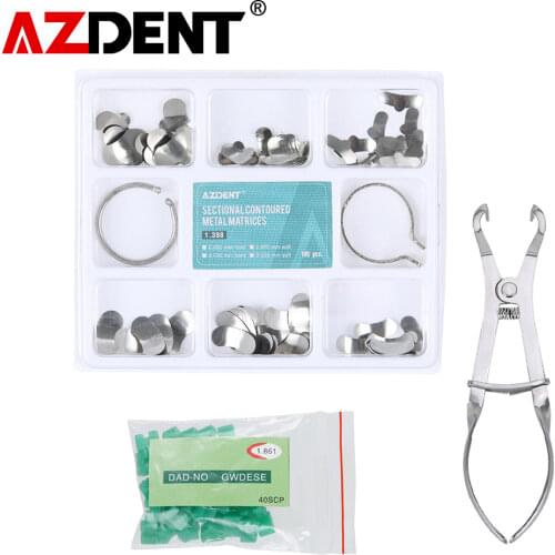 1set Azdent Dental Sectional Contoured Matrix Sectional Contoured Matrices 40 Pcs Silicone Add-On Wedges No.1.398