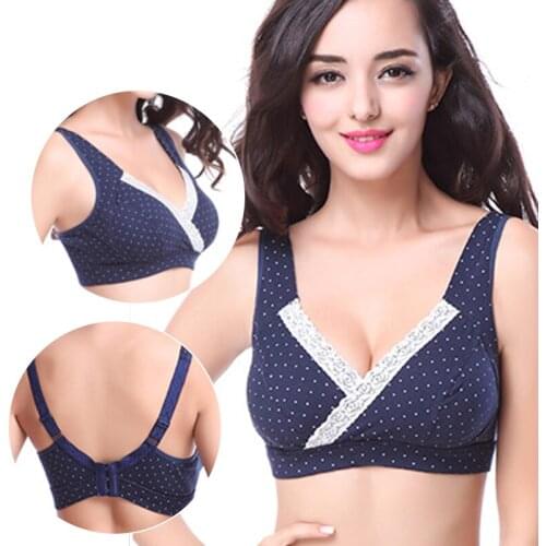 Maternity Women Nursing Bra Cotton Breathable Lace Flower Clothing For Pregnant Women Front Button Feeding Underwear