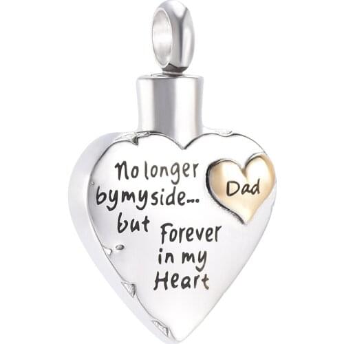 CMJ9980 Dad Memorial Jewelry Heart Urn Pendant Necklace With Custom Engraving Cremation Jewelry for Ashes for Dad