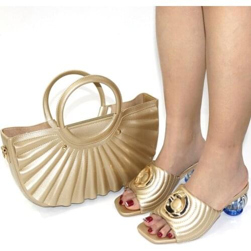 Doershow low price African Wedding Shoes and Bag Set Italian Shoes with Matching Bags Nigerian Women party!!SCK1-1