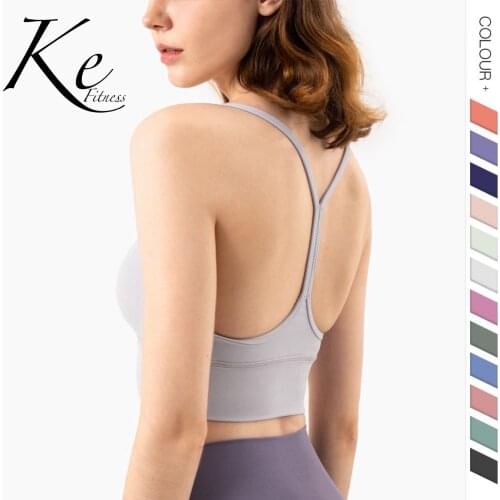 KE light-colored high-elastic Y-shaped beautiful back, simple gathered to show the chest, yoga fitness sports bra underwear bra