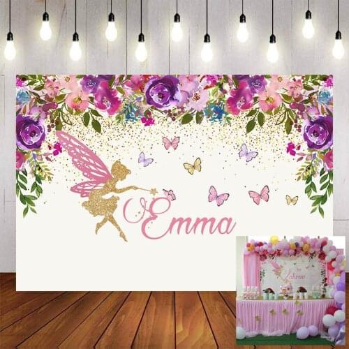 Mehofond Photography Background Colorful Flowers Golden Glitter Fairy Butterfly Girls Birthday Party Photophone Photo Backdrops