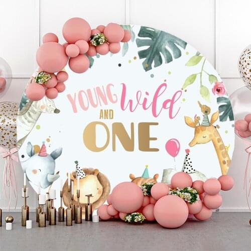 Laeacco Wild One Baby Birthday Jungle Safari Round Circle Backdrops For Photography Portrait Customized Poster Photo Backgrounds