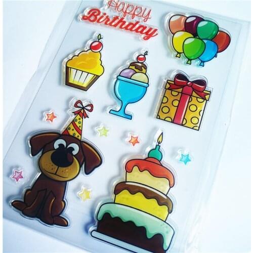 Hot selling Birthday dog transparent clear stamp / silicone seal roller stamp DIY scrapbook album / card production