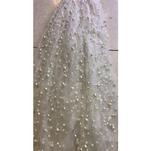 Nice looking french net lace with full beads graceful L-42061 african embroidered net lace fabric