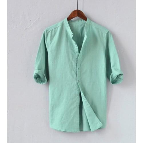 Summer Mens Shirts Breathable Solid Color Button Cotton Shirt Half Sleeve Casual Shirts Plus Size Shirts For Mens Ropa Hombre