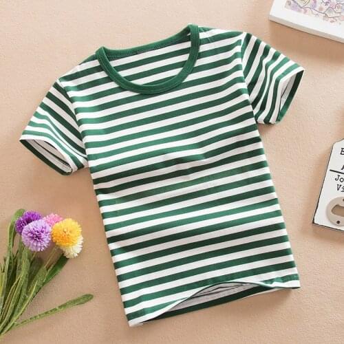 Summer childrens short-sleeved T-shirt sea soul shirt cotton striped top round neck boy boys and girls half-sleeve Lycra