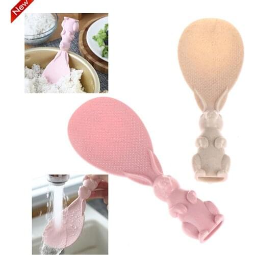 Cartoon Home Wheat Straw Rabbit Spoon Can Stand Up Rabbit Rice Shovel Rice Cooker Rice Spoon Creative Non-stick Rice