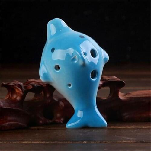 Cartoon Dolphin 6 Hole Ocarina Flute Wind Musical Instrument flute Zelda Ceramic Flauta for childen Toy Instrumento Ocarina