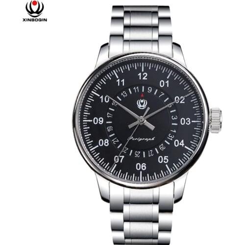 XINBOQIN Men Mechanical Wristwatches Stainless Steel Strap Watches Luxury Brand Waterproof Business Mechanical Watch 3025