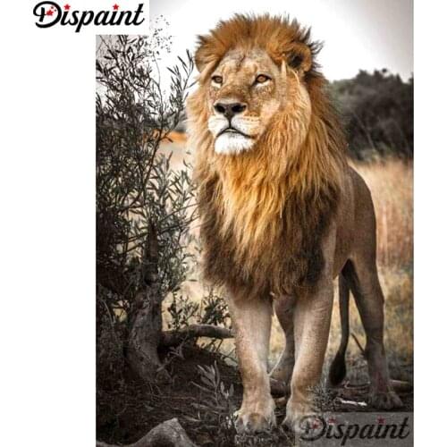 Dispaint Full Square/Round Drill 5D DIY Diamond Painting "Animal lion scenery" Embroidery Cross Stitch 5D Home Decor A18930