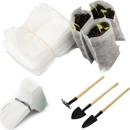 50pcs set nursery pots plant bags Garden flower grow Fabric Non-woven pot veg planter Tags Labels Shovel tools Planting tools s1